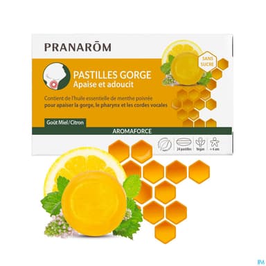 Pranarom Aromaforce Pastilles Gorge Miel Bio 24