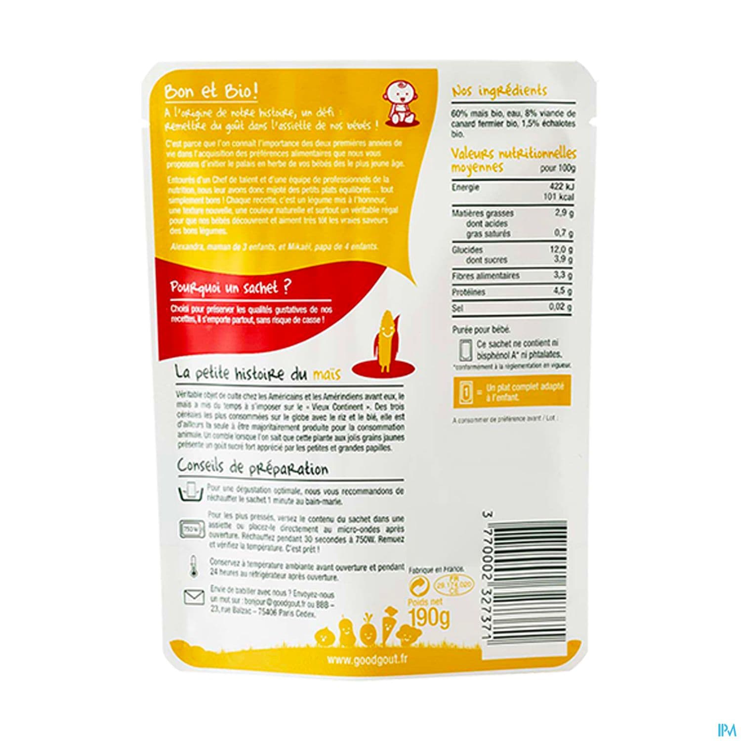 GOODGOUT MAIS CANARD FERMIER 190G