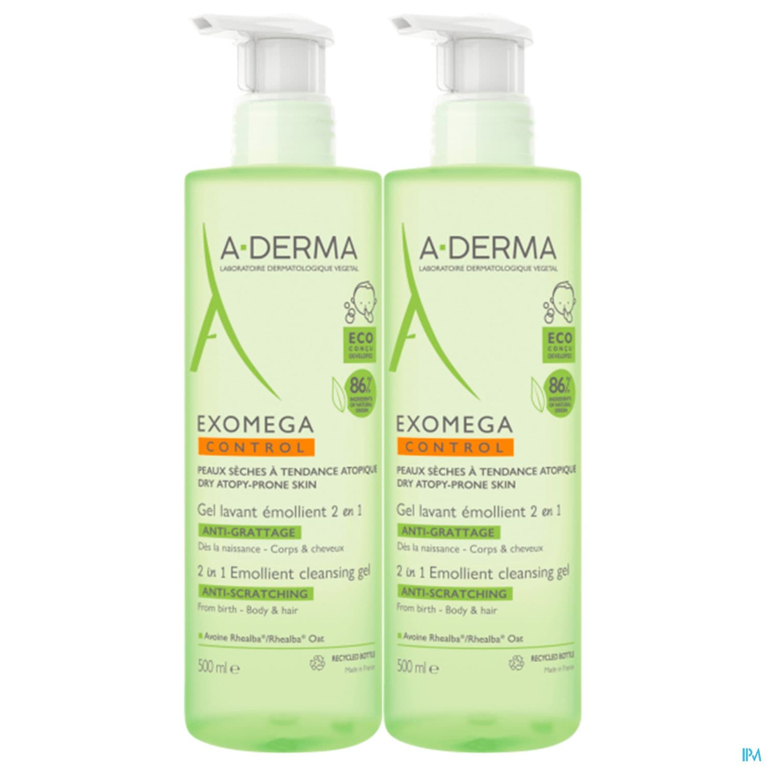 A-DERMA EXOMEGA CONT GEL LAV 2X500