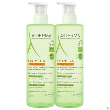 A-DERMA EXOMEGA CONT GEL LAV 2X500