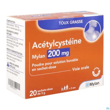 Acetylcysteine Viatris 200mg Poudre Pour Solution Buvable Sachet 20