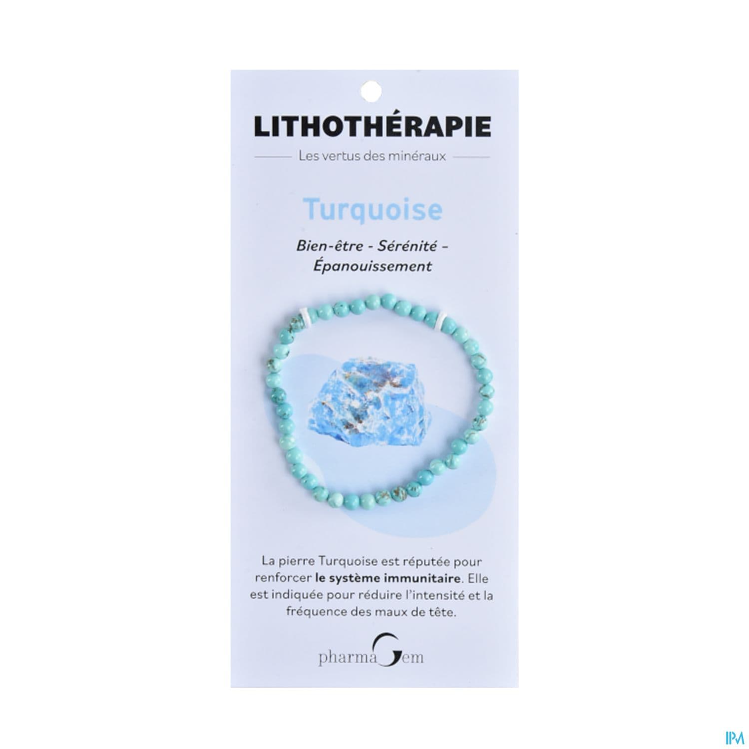 BRACEL LITHOTHERAP TURQUOISE 4MM