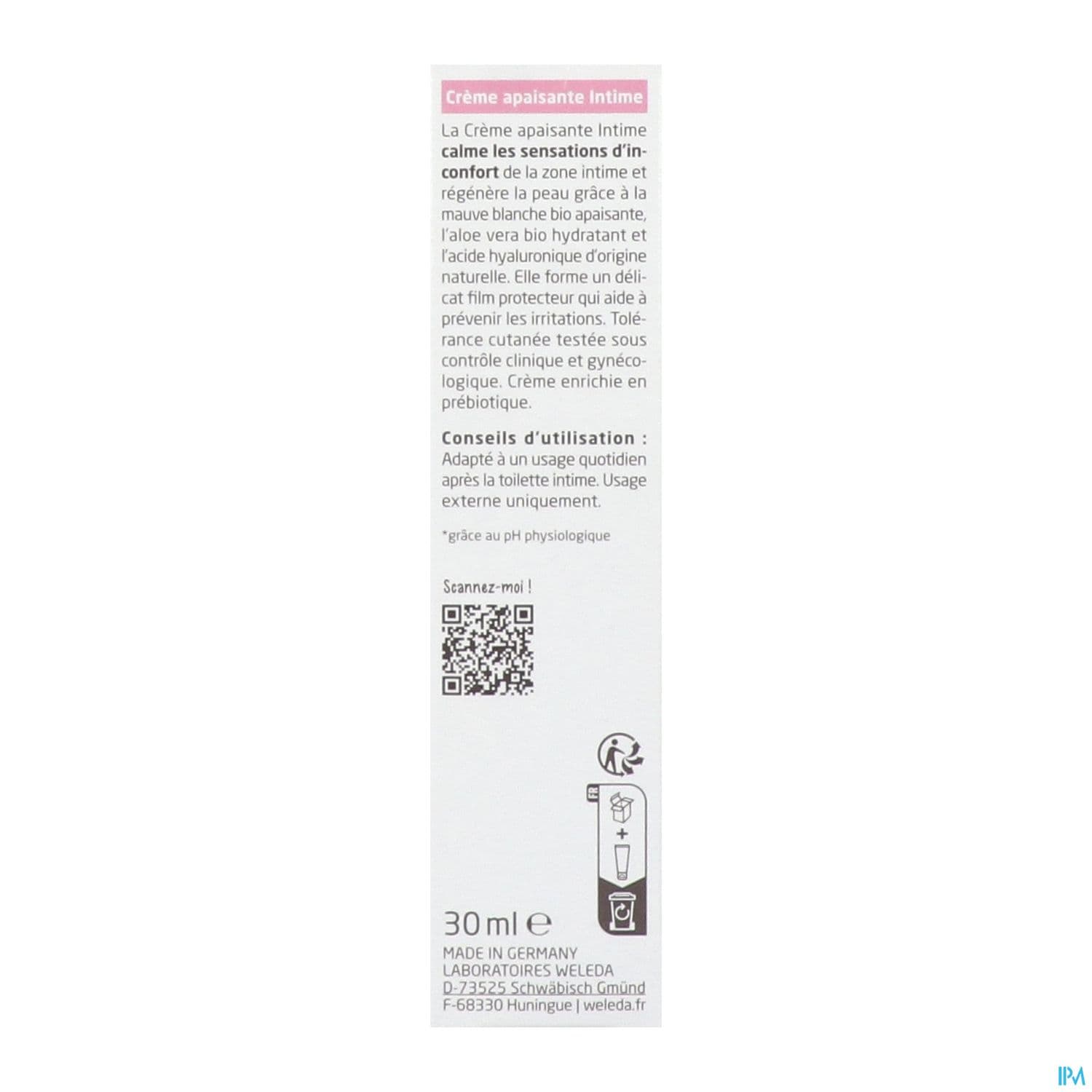 WELEDA CR APAISANTE INTIME 30ML