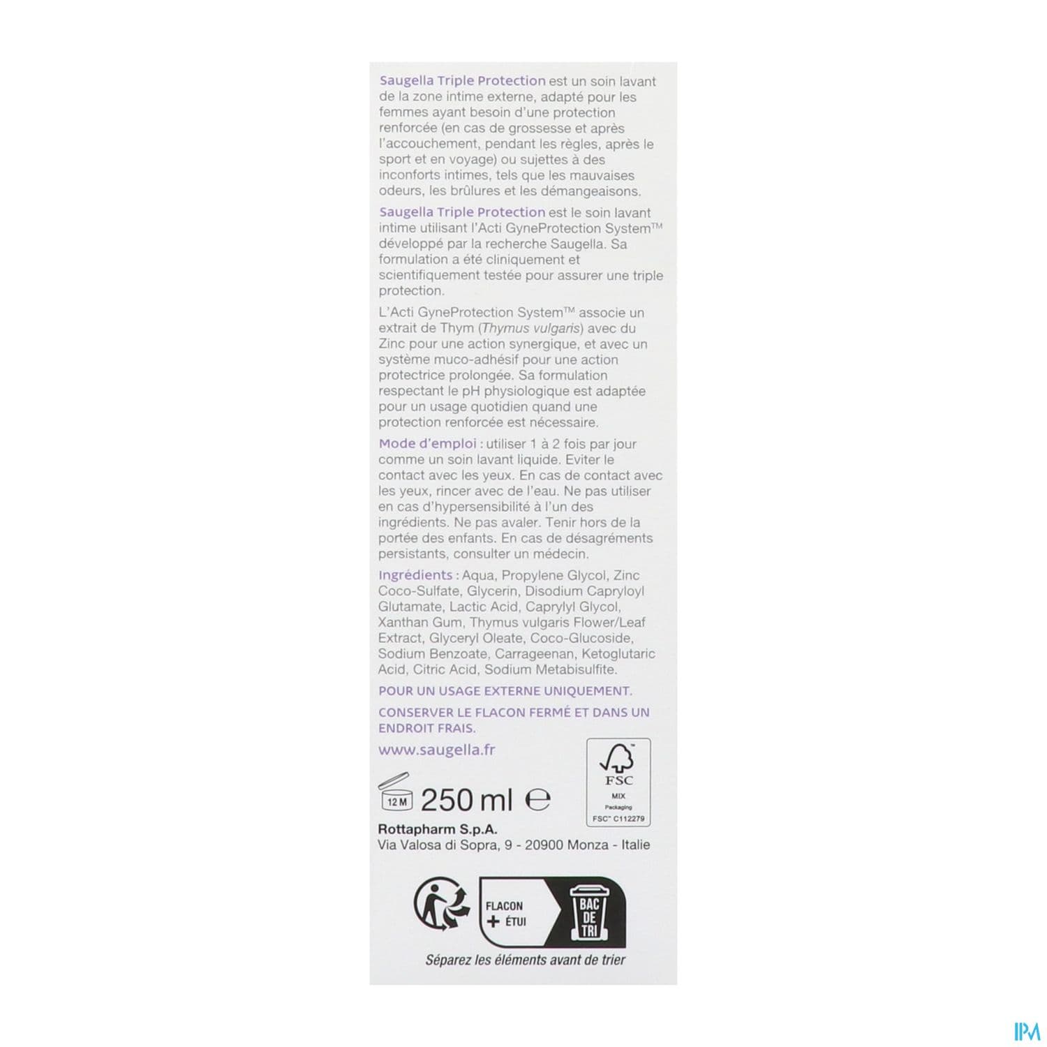 SAUGELLA TRIPLE PROTECTION 250ML
