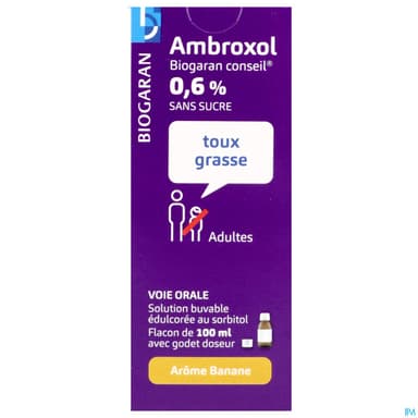 Ambroxol Biogaran 0.6% Sans Sucre Solution Buvable 100ml