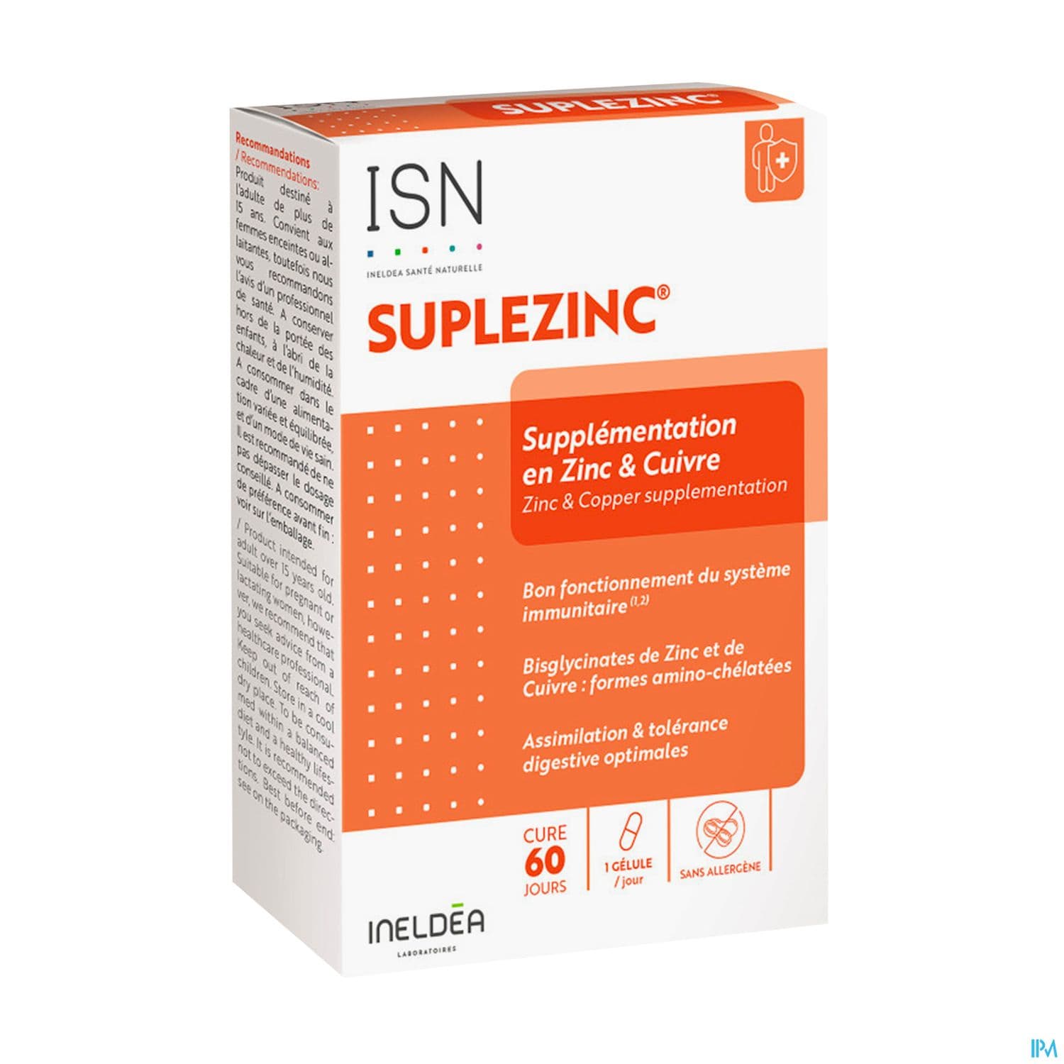 ISN SUPLEZINC GELULE VEGET 60