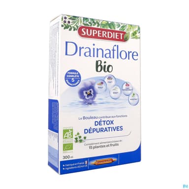 Superdiet Drainaflore Bio Ampoule Buvable 15ml 20