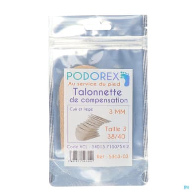 Podorex Talonnette Liege Cuir 3mm 38/40