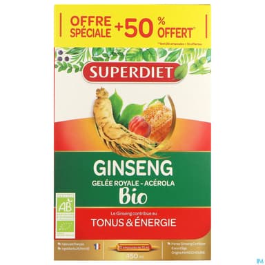Superdiet Ginseng Gelee Royale Ampoule Buvable 15ml 30