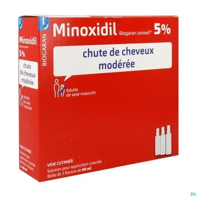 Minoxidil Biogaran Conseil 5% Solution Pour Application Cutanee 60ml X3