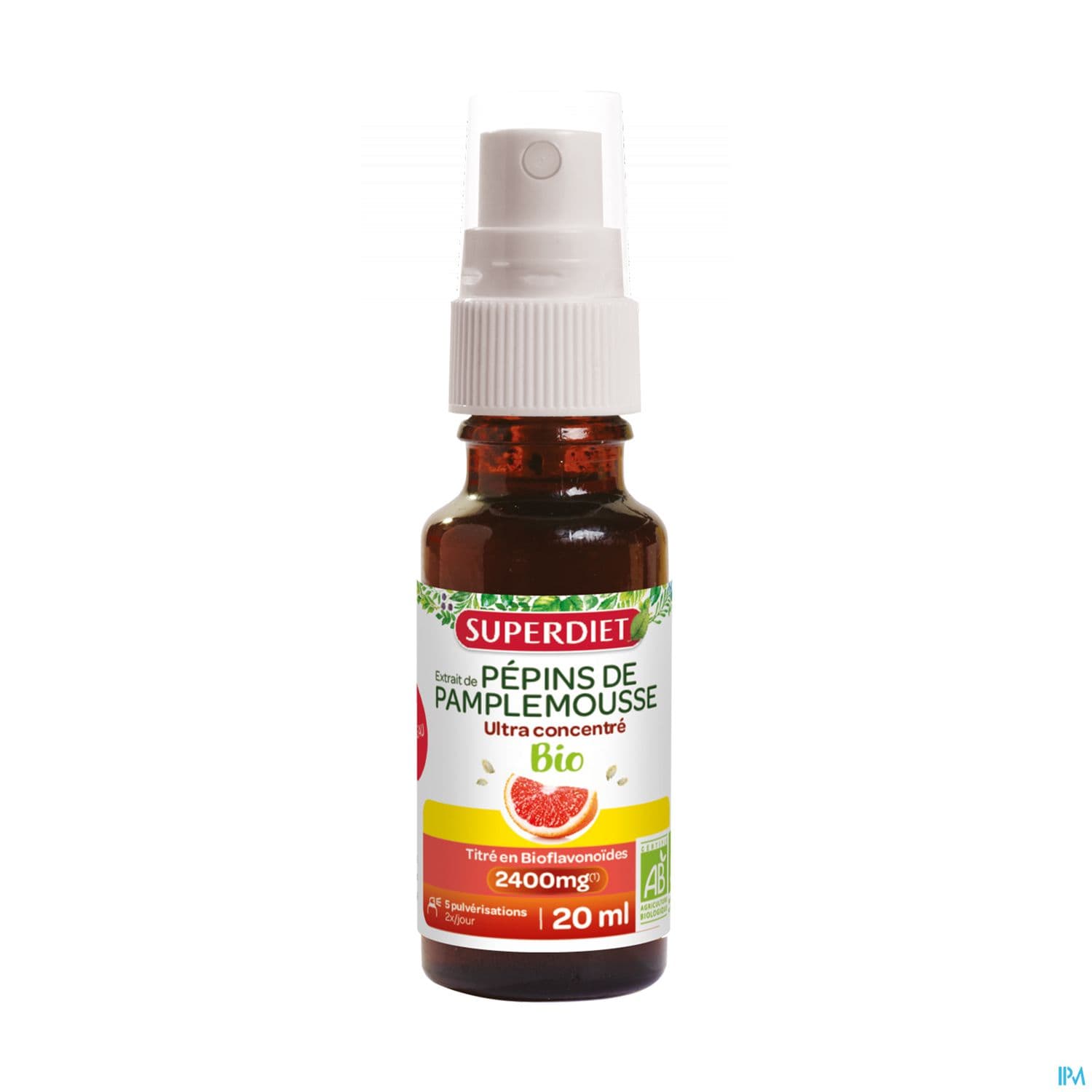 Superdiet Extrait De Pepins De Pamplemousse 2400mg Bio Solution 20ml