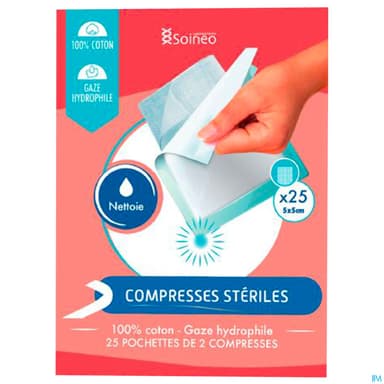 Soineo Compresse Gaze Sterile 5cm X 5cm 25