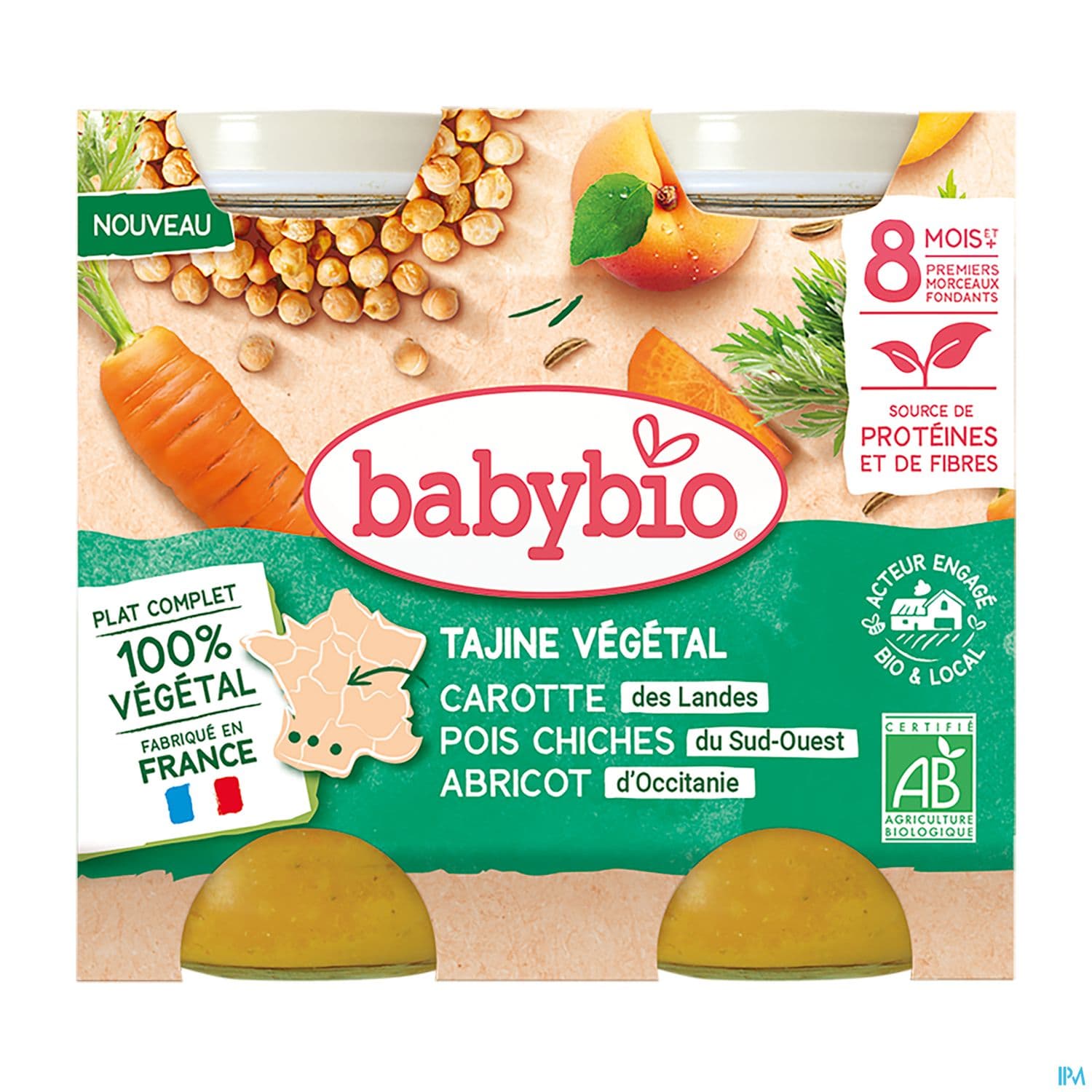 BABYBIO MENU BOULGH/ABRICOT 2X200G