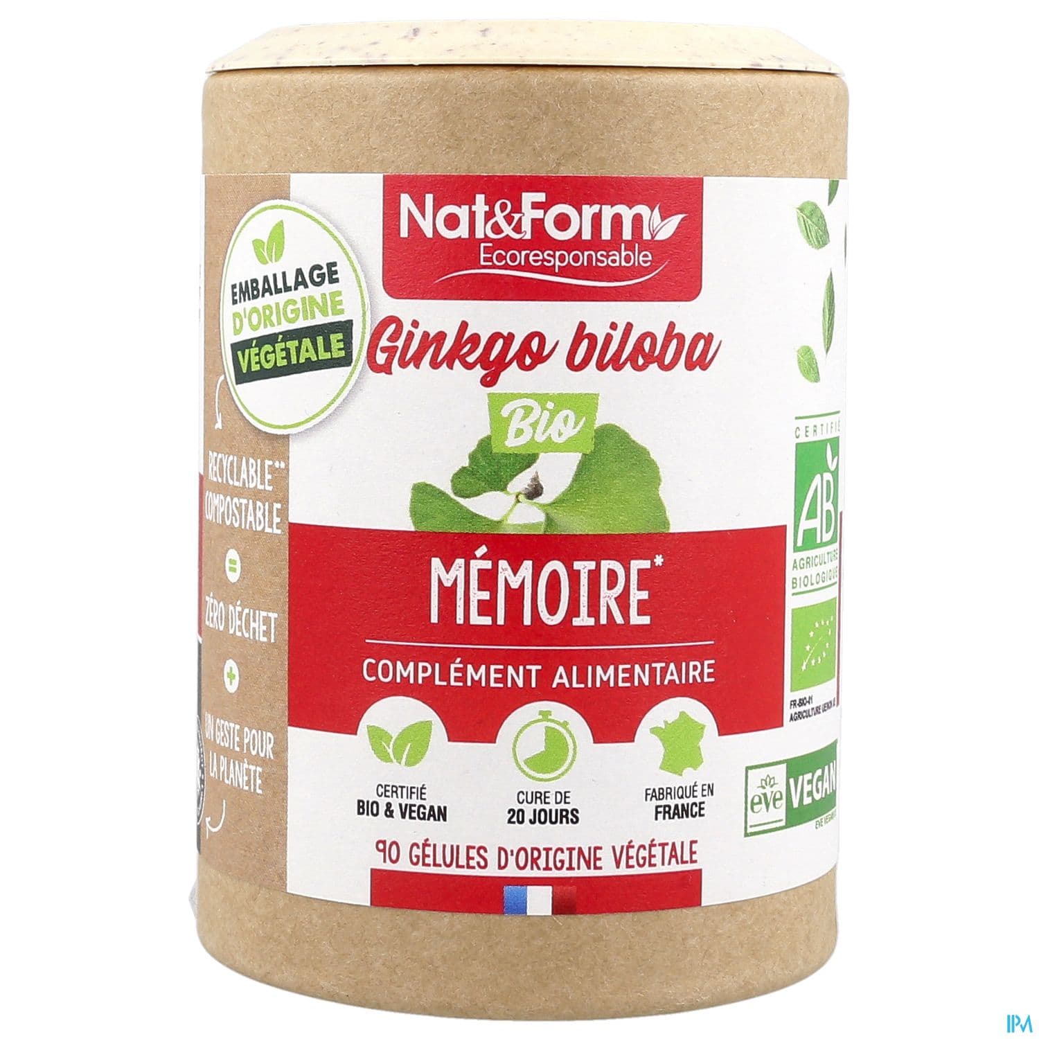 Nat Et Form Ecoresponsable Ginkgo Biloba Bio Gelule Vegetale 90