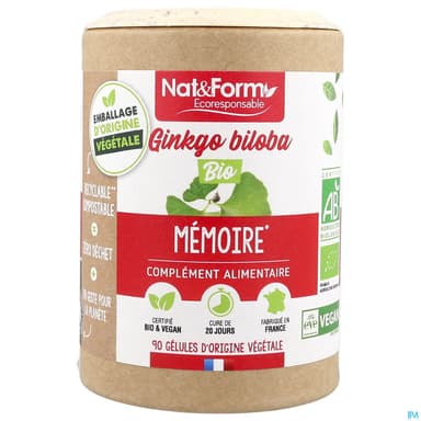 Nat Et Form Ecoresponsable Ginkgo Biloba Bio Gelule Vegetale 90