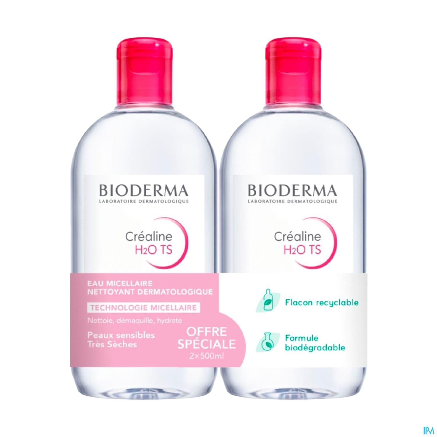 Bioderma Crealine Ts H2o Eau Micellaire Demaquillante Sans Parfum 500ml X2