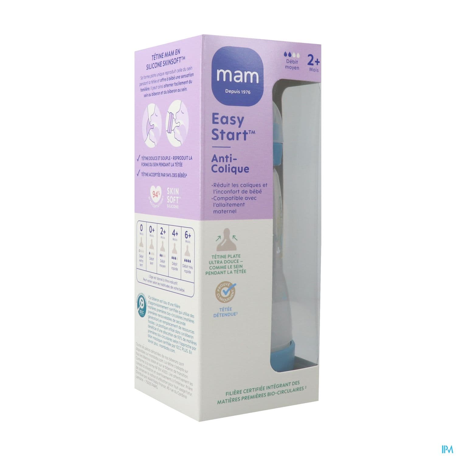 Mam Biberon Easy Start Anticolique 260ml Ocean Tetine Debit 2