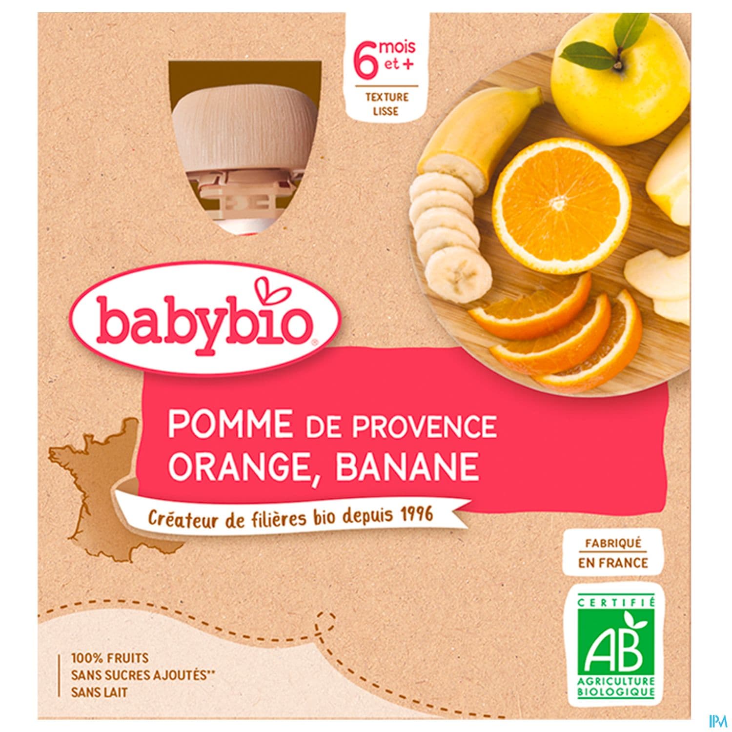 BABYBIO GOURD POM/ORANG/BANA 4X90G