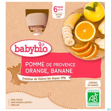 BABYBIO GOURD POM/ORANG/BANA 4X90G