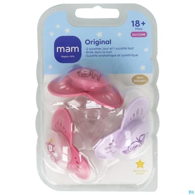 Mam Sucette Original Rose +18m Silcone X3