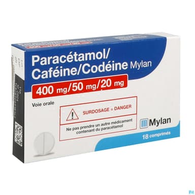 Paracetamol Cafeine Codeine Mylan 400mg/50mg/20mg Comprime 18