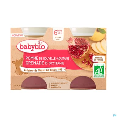 BABYBIO POMME/GRENADE POT 2X130G