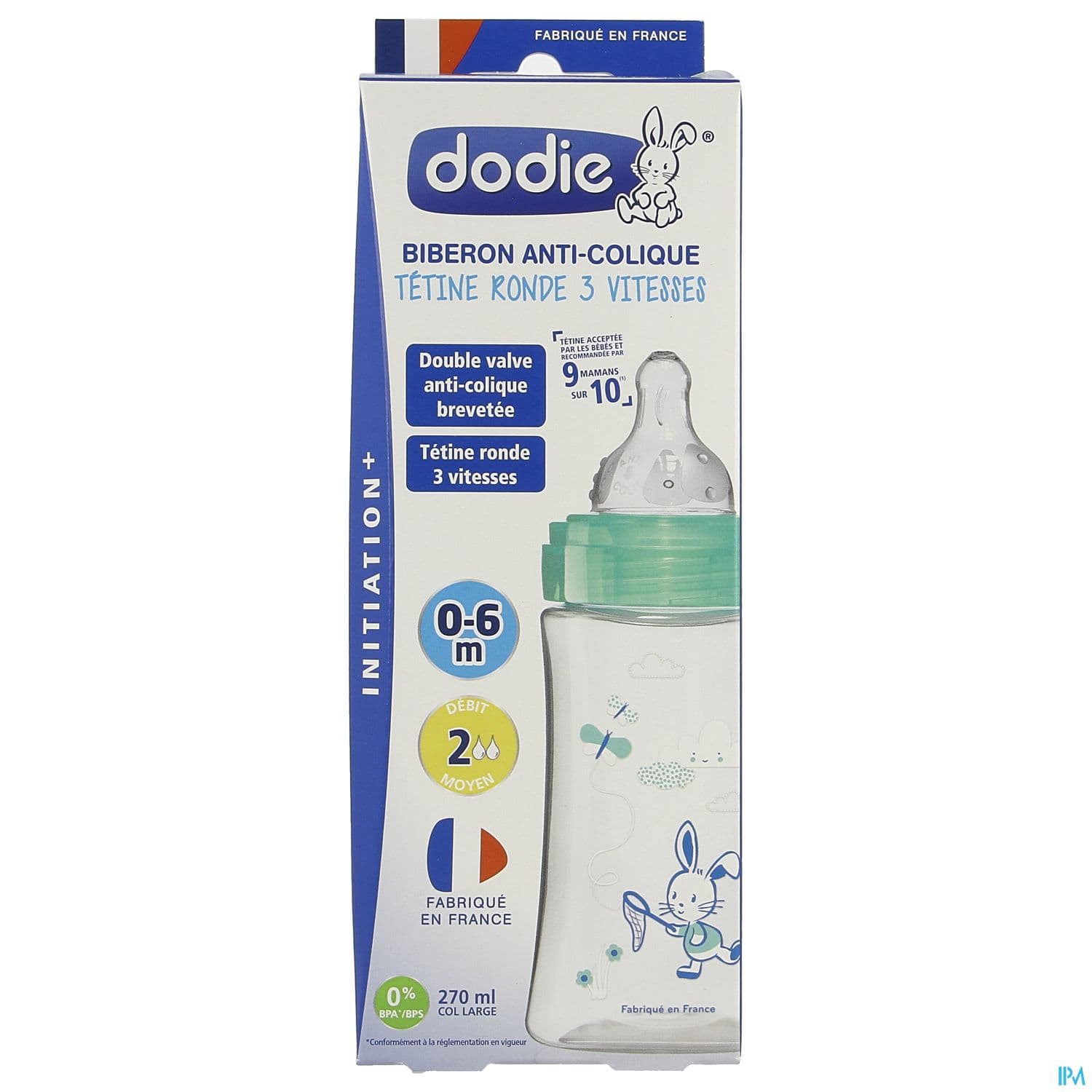 DOD BIB INIT+270ML VERT VALEN 0-6M