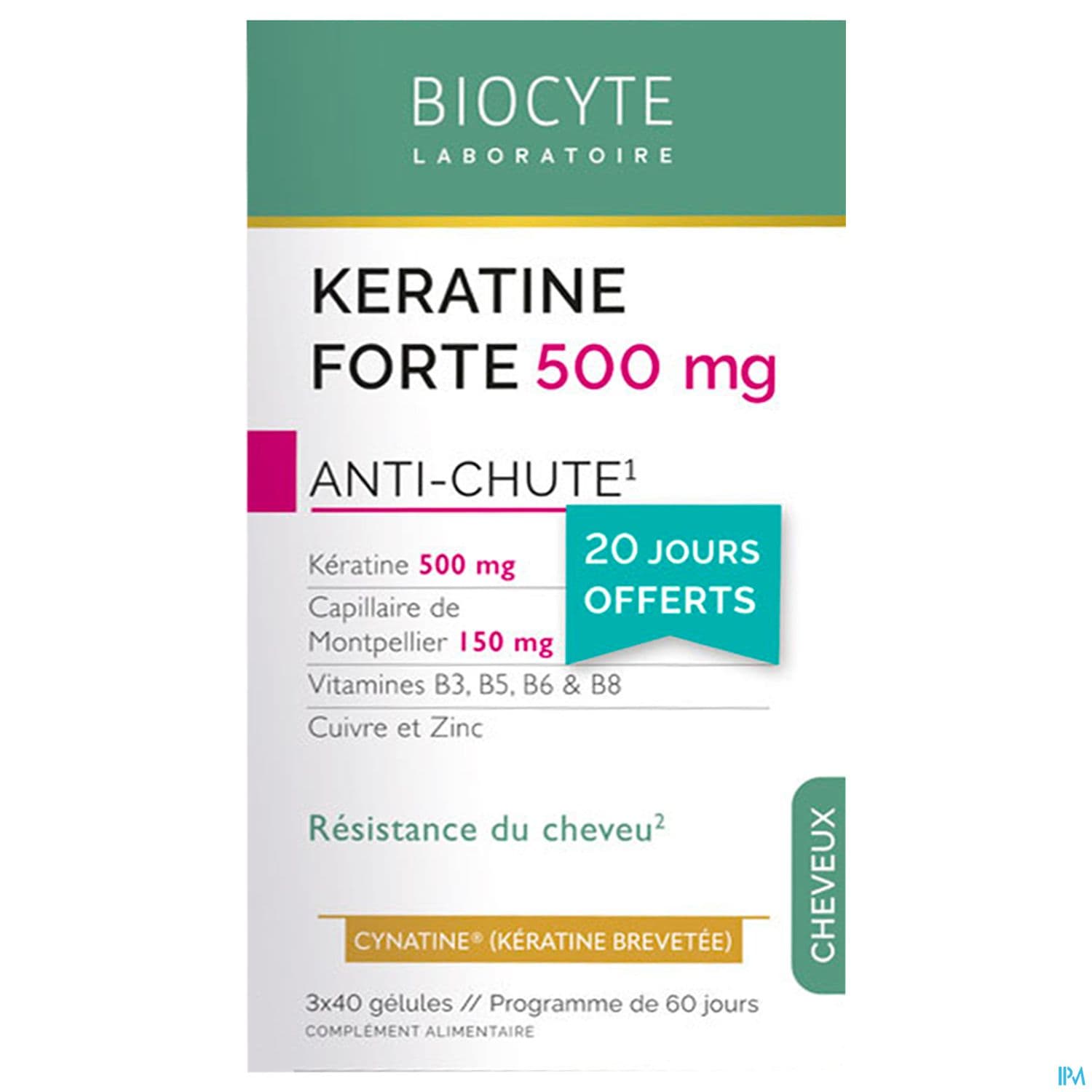Biocyte Pack Keratine Forte 500mg Antichute Gelule 120
