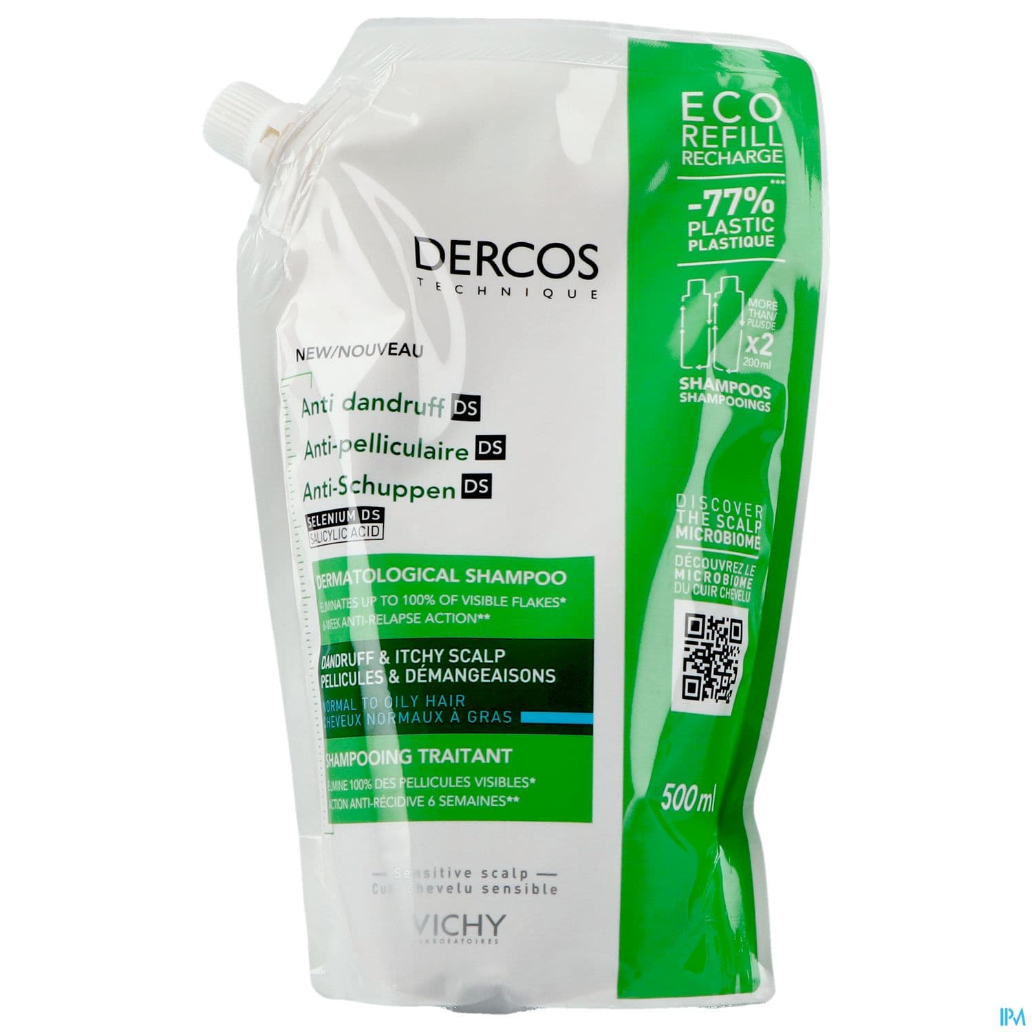 DERCOS DS SH A/PEL GRAS RECH500ML