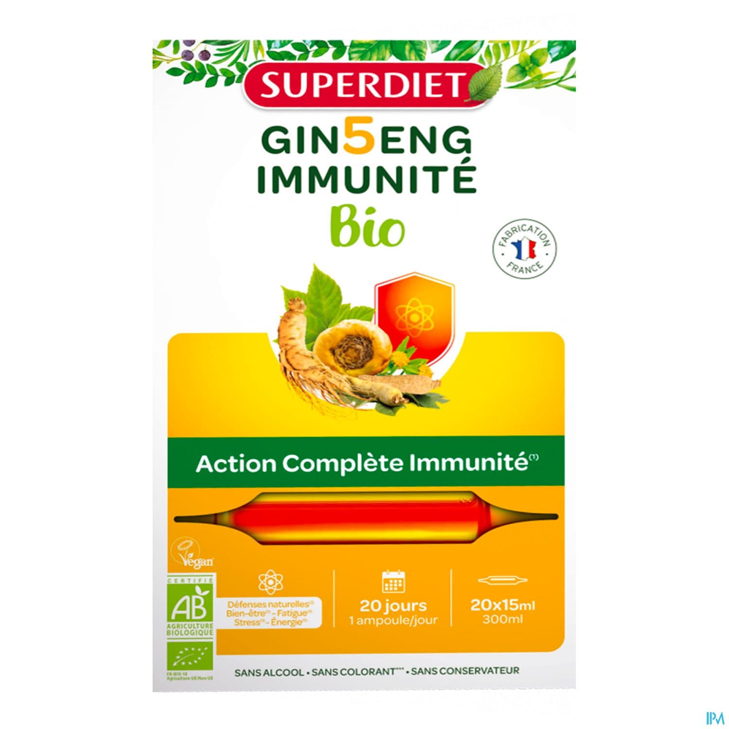 Superdiet Ginseng Immunite Bio Ampoules Buvable 15ml 20