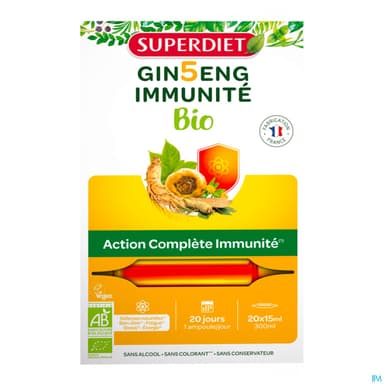 Superdiet Ginseng Immunite Bio Ampoules Buvable 15ml 20