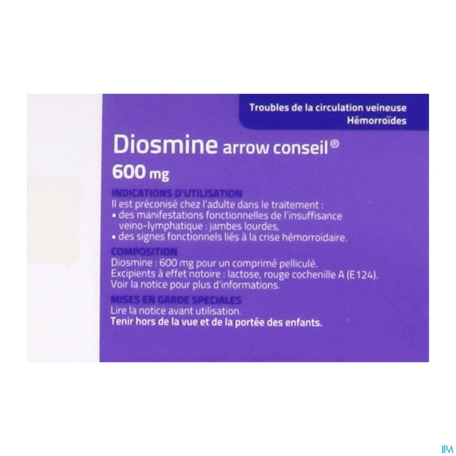 Diosmine Arrow Conseil 600mg Comprime Pellicule 30