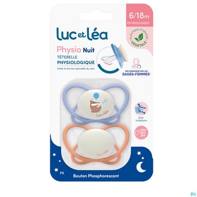 Luc Et Lea Sucette Physiologique Nuit 6/18m P8 X2