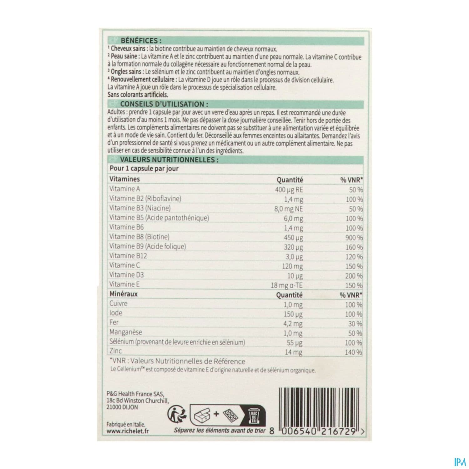 Richelet Cheveux Peau Ongles Comprime 60