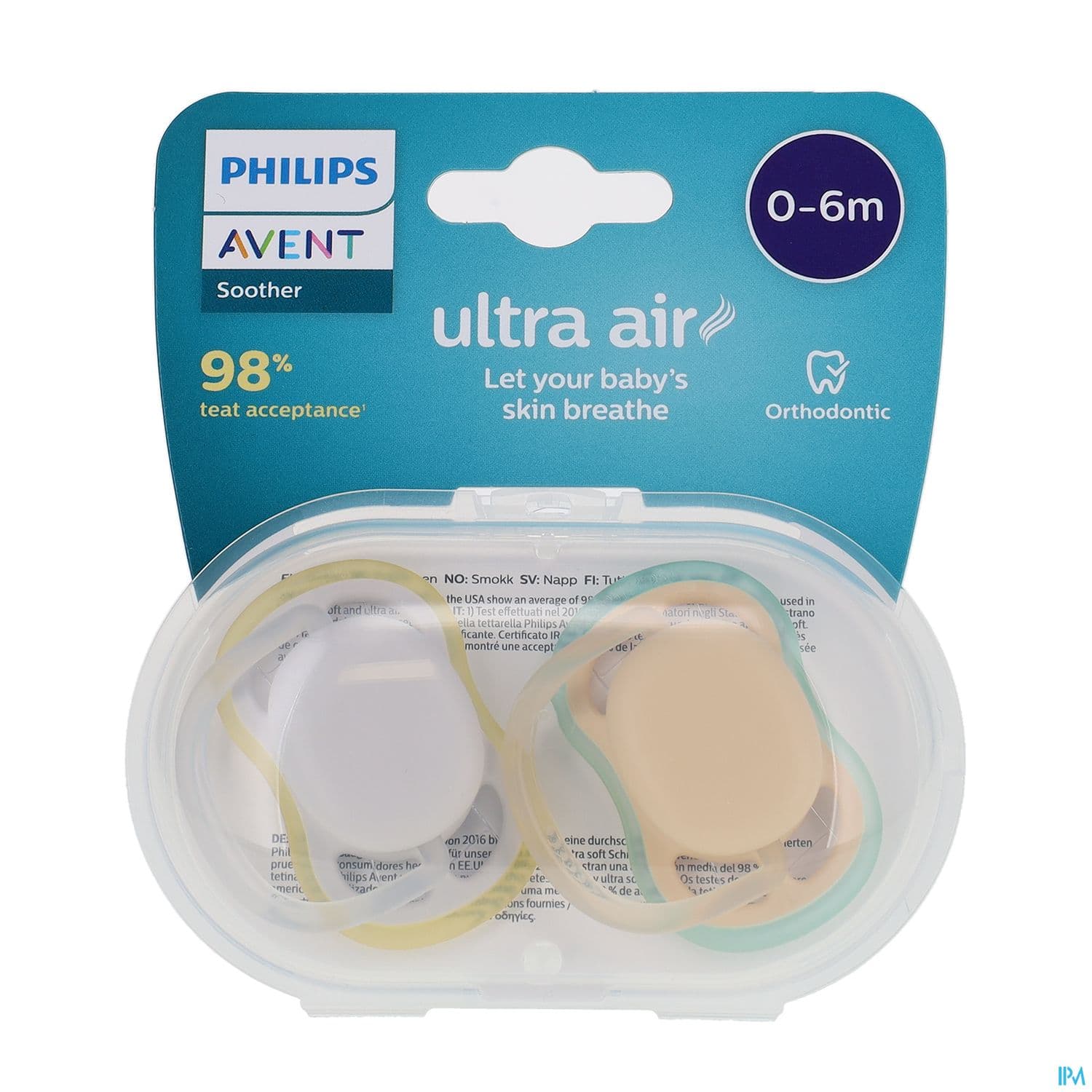 Avent Sucette Ultra Air Mixte Silicone Neutre 0/6m X2
