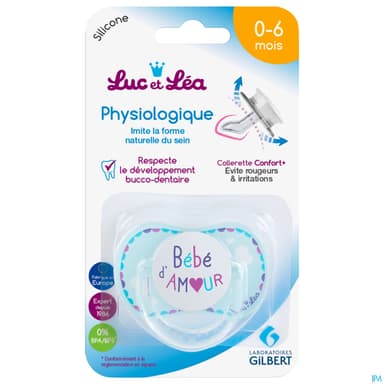 Luc Et Lea Sucette Physiologique Bb Amour Anneau 0/6m