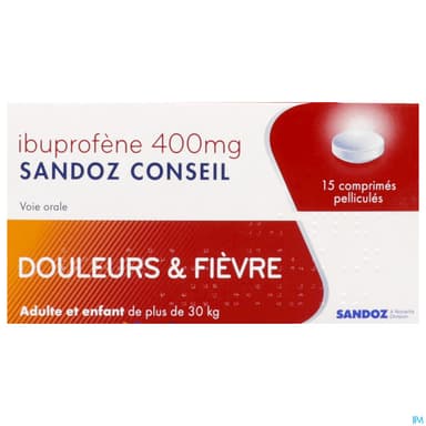 Ibuprofene Sandoz Conseil 400mg Comprime 15