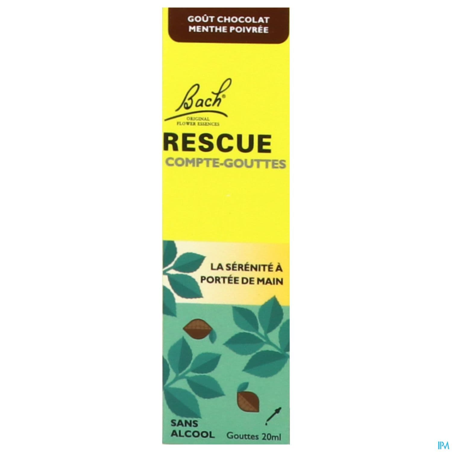 Rescue Bach Compte Gouttes Gout Chocolat Menthe 20ml