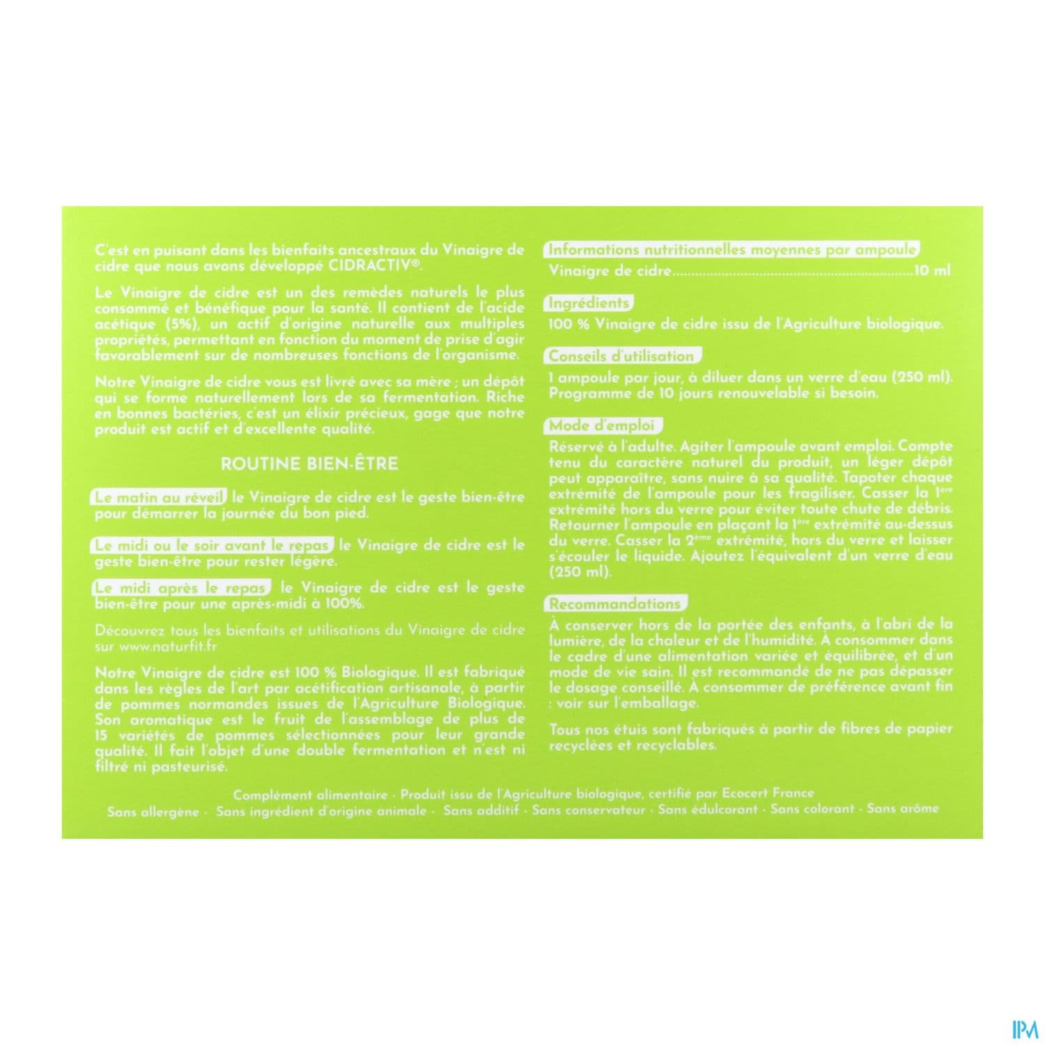 Ineldea Naturfit Cidractiv Ampoule 10ml 10