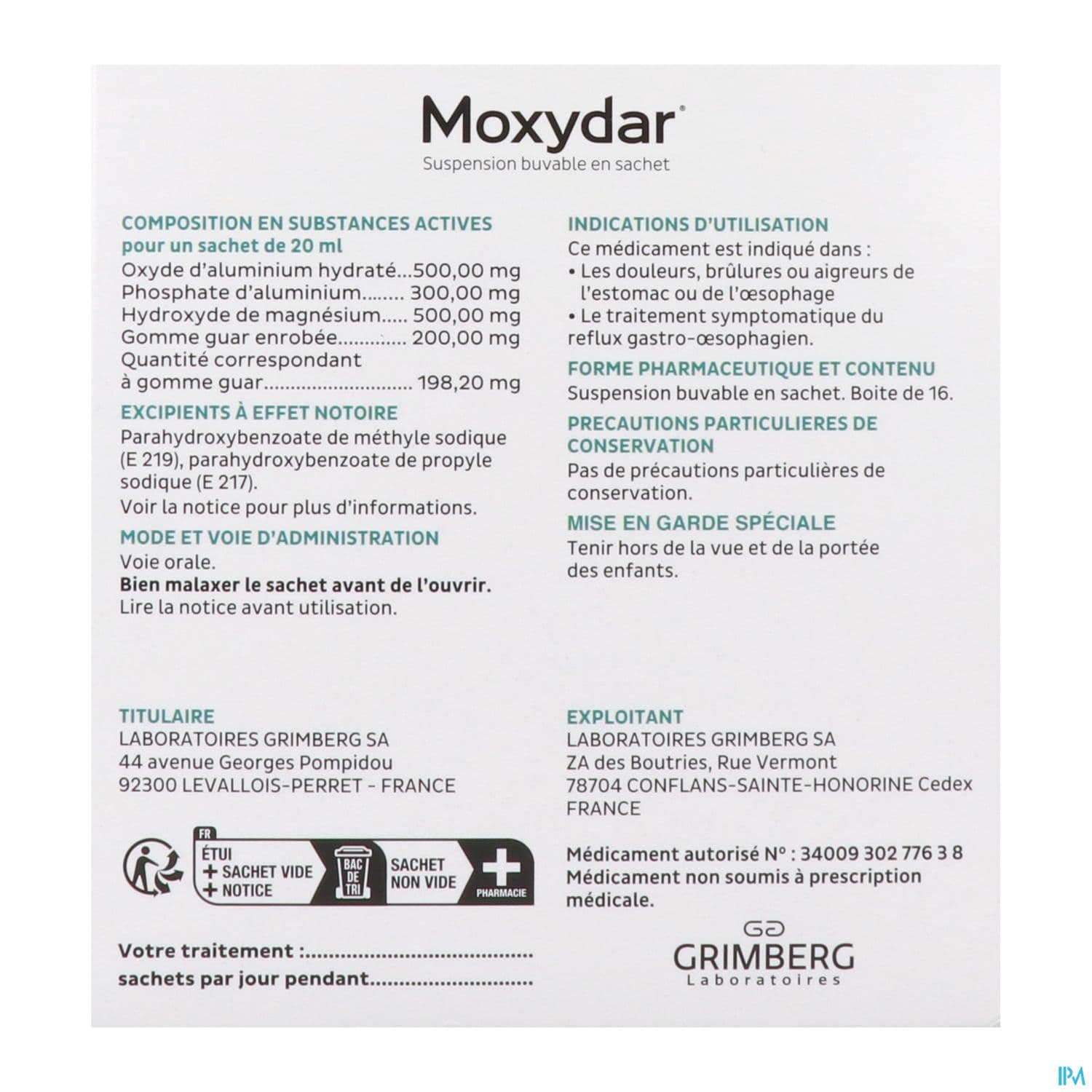 MOXYDAR SUSP BUV SACHET 16