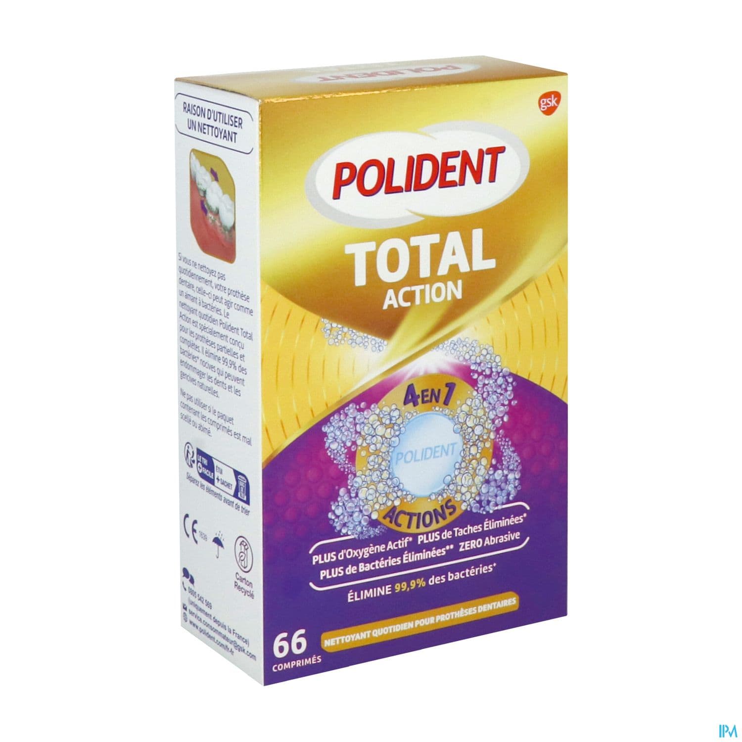 Polident Nettoyant Total Action Comprime 66