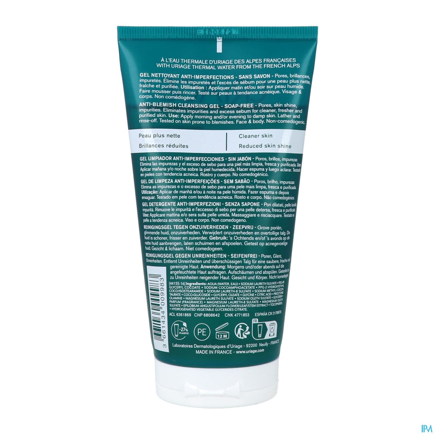 URIAGE HYSEAC GEL NETTOYANT 150ML