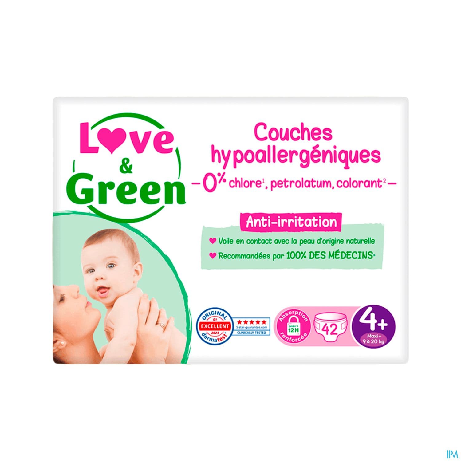 Love Green Couche Certifiee Ecolabel Et Hypoallergenique T4+ X42
