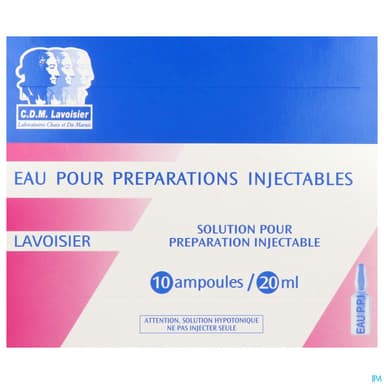 EAU PPI LAVOISIER AMP B 20ML 10