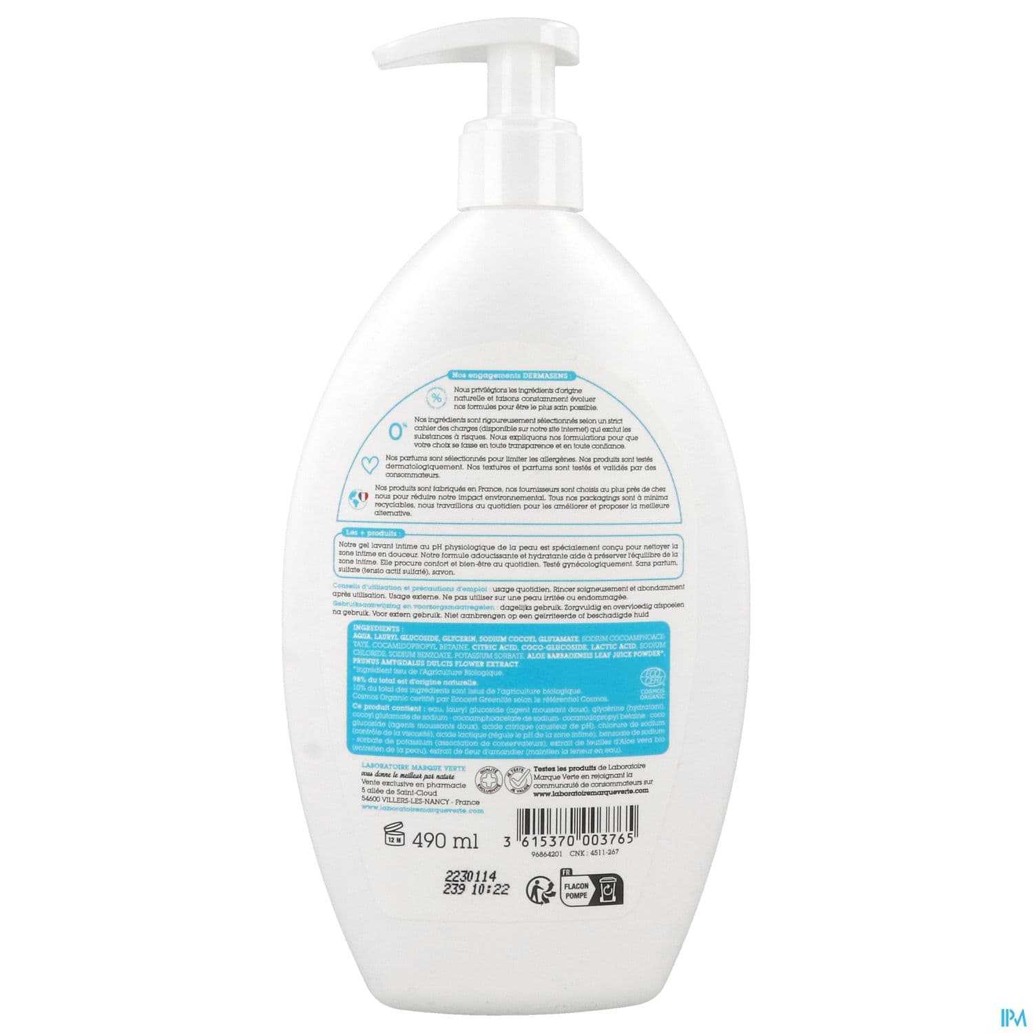 Marque Verte Dermasens Gel Lavant Intime Apaisant Bio 500ml