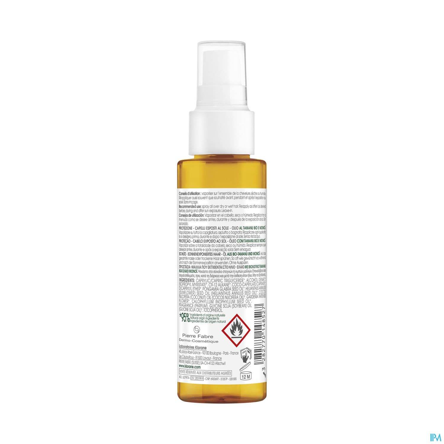 Klorane Huile Protectrice Capillaire Tamanu Monoi 100ml