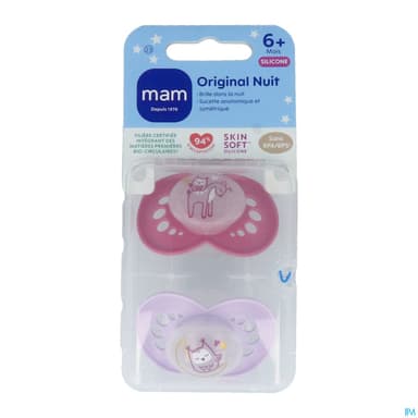 Mam Sucette Original Nuit +6m Silicone X2