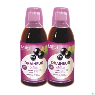 Milical Draineur Ultra Cassis Solution Buvable 500ml X2