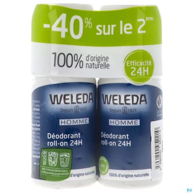 WELEDA HOM DEOD 24H ROLLON 50MLX2