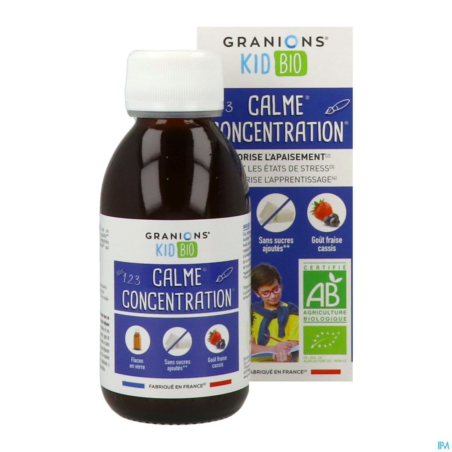 Granions Kid Bio Calme Et Concentration Solution Buvable Fraise Cassis 125ml